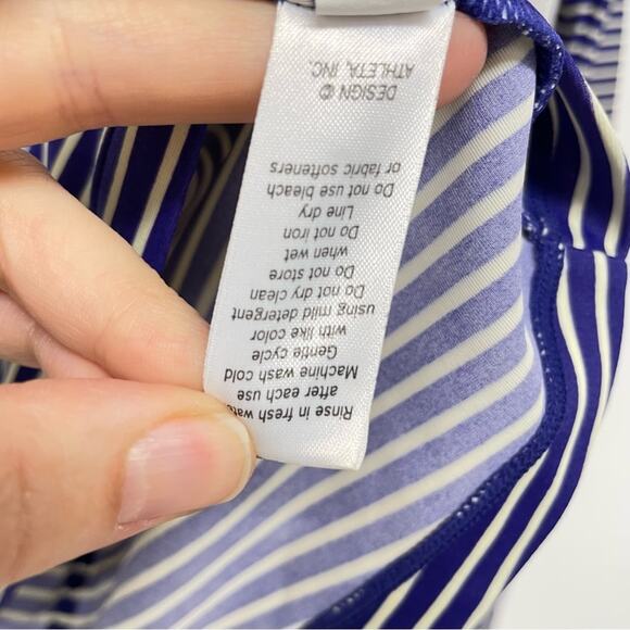 Athleta Blue Striped Long Sleeve Stretchy Tee Shirt Blouse Womens XXS Nautical - Picture 6 of 9